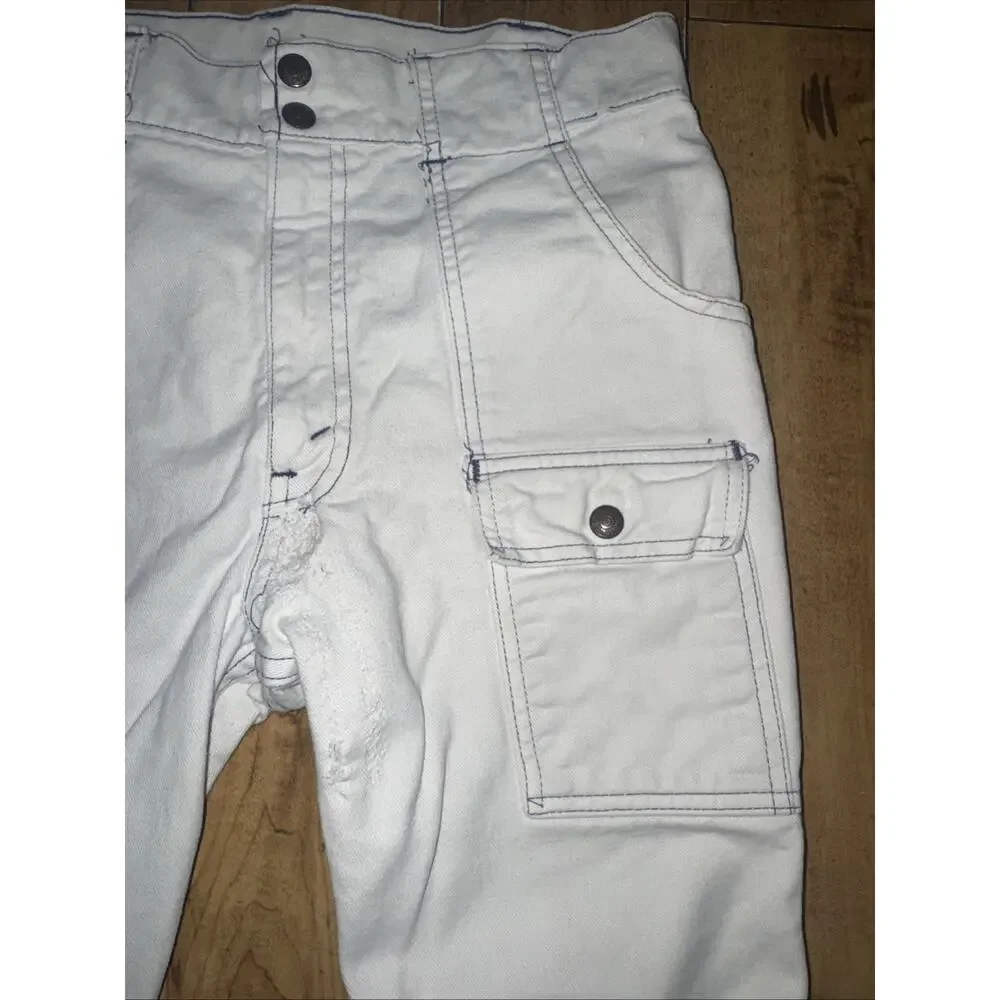 Levi’s Black Gold Tab Big E White Fatigue Cargo Pants With Blue Stitching 30x30